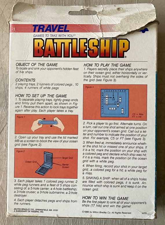 Vintage 1986 Travel BATTLESHIP GAME by Milton Bradley - Etsy