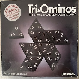 Vintage 1990s Triominos Black Triangular Plastic Game Pieces With White  Numbers Set of 56 