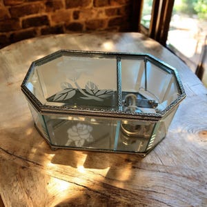 Vintage International Silver Company Musical Jewelry Casket Box Footed with Mirror