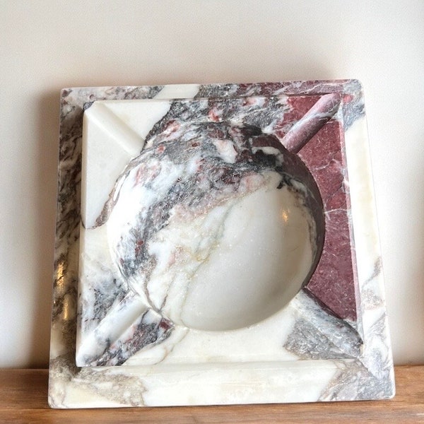 Vintage Natural Marble Cigarette Ashtray Unpolished Heavy