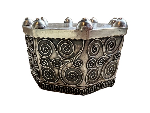 Vintage Brass & Silver Snuff Box - Trinket Box wi… - image 7