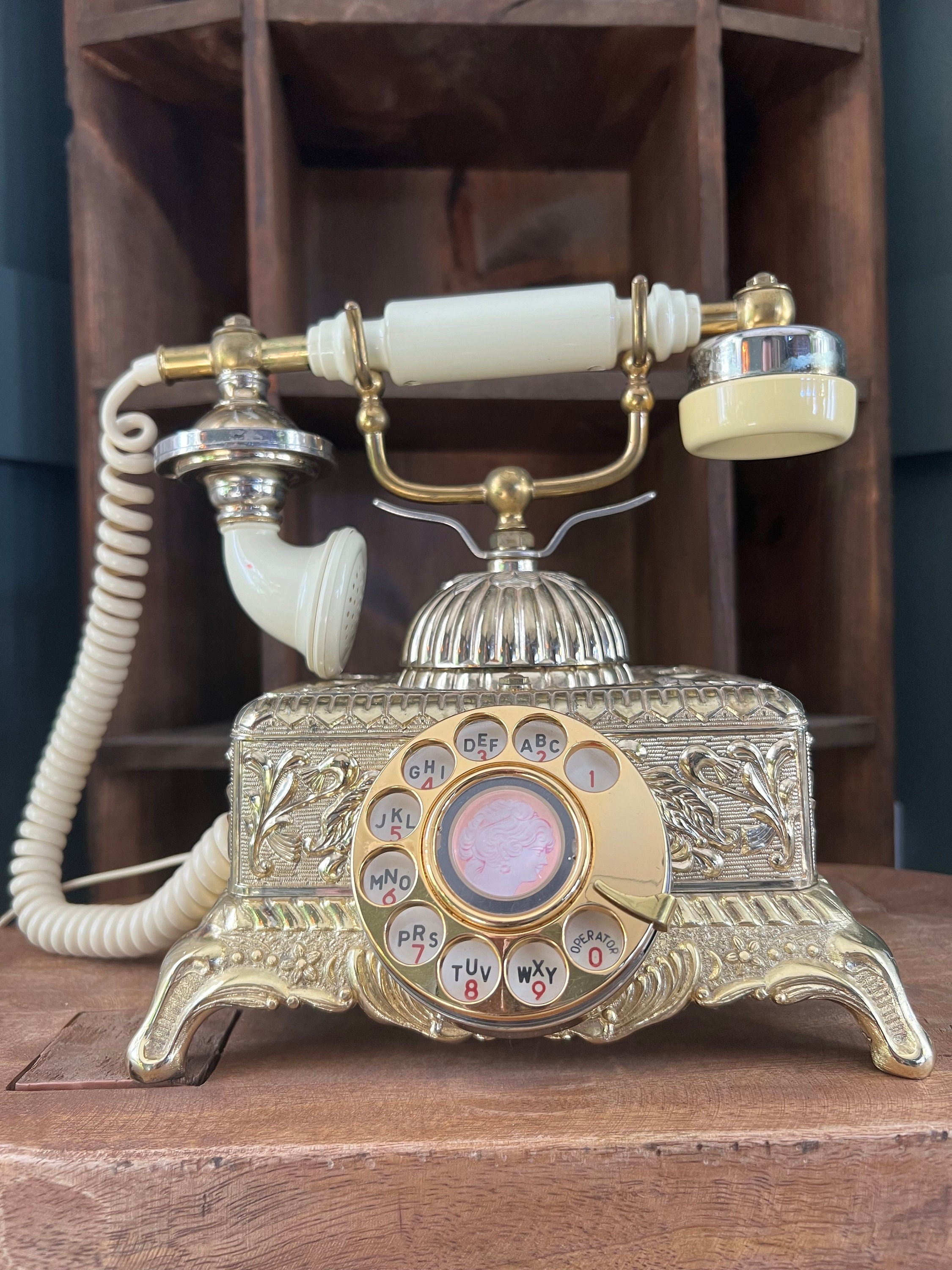 Vintage Nautical Brass Rotary Phone, Old Fashioned Telephone