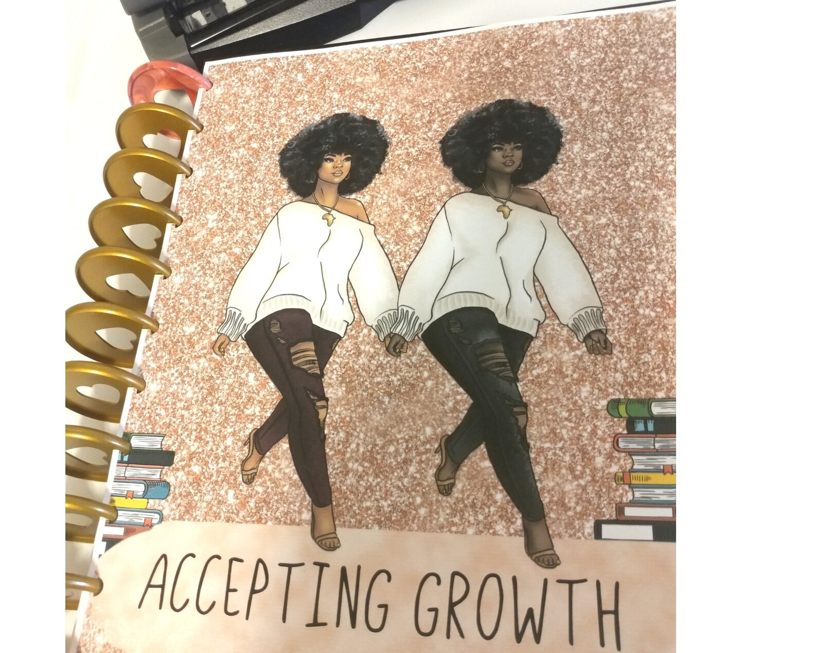 Happy planner black girl afro classic printable cover Etsy