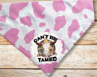 Bandana de perro con estampado de vaca rosa para perros Mujer occidental personalizada sobre el collar chica bufanda de perro diapositiva en Bandana, nuevo regalo de perro, collar de perro Bandana