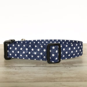 Blue Polka Dot Dog Collar - Cat Collar - Dog Harness - Leash - Pet Collar - Dog Gift - Custom Dog Collar
