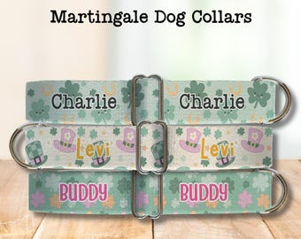 Personalized Martingale Dog Collar - St Patrick's Day Custom Printed Webbing