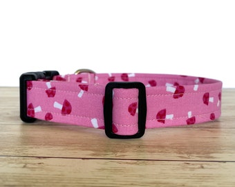 Pink Mushroom Dog Collar - Retro Spring Dog Collar - Vintage Inspired Dog Collar - Girl Dog Collar