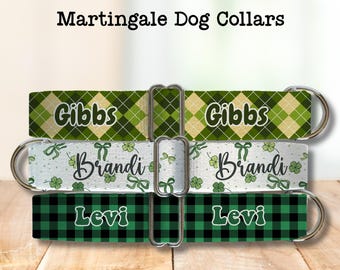 Personalized Martingale Dog Collar - St Patrick's Day Custom Printed Webbing