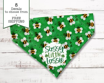 St Patricks Day Dog Bandana, Bandana for Dogs Custom Over The Collar Dog scarf, Slide on Bandana, New Dog Gift, Dog Collar Bandana