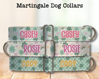 Personalized Martingale Dog Collar - St Patrick's Day Custom Printed Webbing
