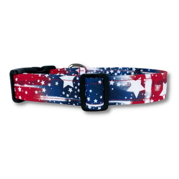 Patriotic Tie Dye Dog Collar - Fourth of July Dog Collar - USA Dog Collar - Girl Dog Collar - Boy Dog Collar