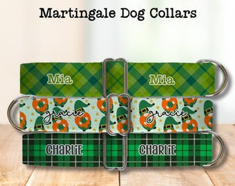 Personalized Martingale Dog Collar - St Patrick's Day Custom Printed Webbing