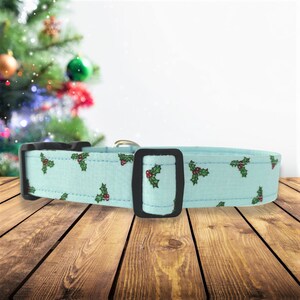 Blue Holly Christmas Dog Collar - Dog Collar Boy