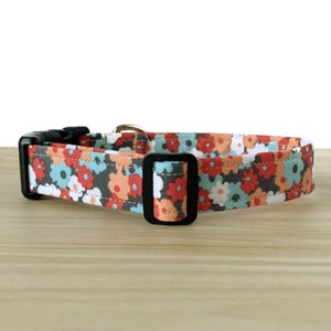 Pastel Dog Collar - Coral Floral Dog Collar - Retro Dog Collar - Girl Dog Collar