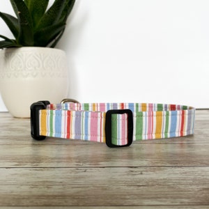 Vintage Pastel Stripe Dog Collar - Spring Dog Collar - Linen Look - Boy Dog Collar - Girl - Gift for Dog