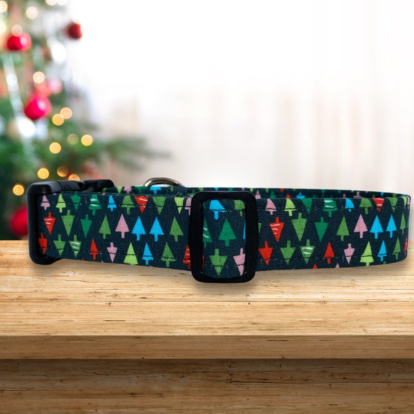 Christmas Tree Dog Collar girl boy, cute fabric puppy dog collar, custom extra small medium large adjustable dog collar, new puppy gift dog