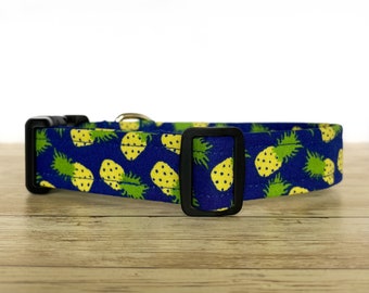 Pineapple Dog Collar - Dog Collar Boy - Dog Collar Girl - Blue Fruit Dog Collar - Summer Dog Collar - Adjustable Dog Collar