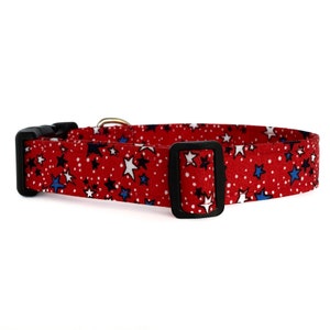 Patriotic Stars Dog Collar - USA - America - Red, White and Blue - Dog Gift for 4th of July - Puppy - Pet Gift