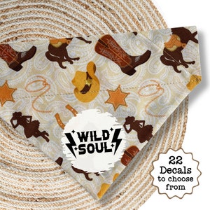 Westerncowboy hondenbandana voor honden mannelijke western custom over de kraag jongenshond sjaal dia op bandana, nieuwe hond cadeau, hondenhalsband bandana