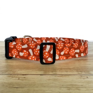Orange Mushroom Dog Collar - Nature Dog Collar - Retro Dog Collar - Summer Dog Collar - Unique Dog Collar - Boho - Fall Dog Collar - Cute