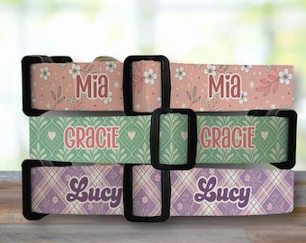 Personalized Floral Dog Collar Girl, Custom Dog Name Collar