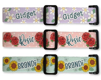 Personalized Floral Dog Collar Girl, Custom Dog Name Collar