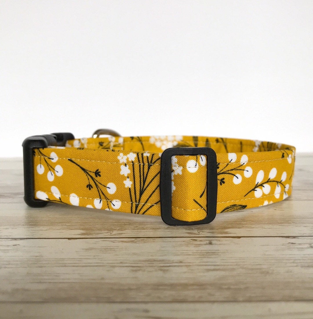 Floral Dog Collar Marigold Yellow Dog Collar Vintage Floral Girl Dog