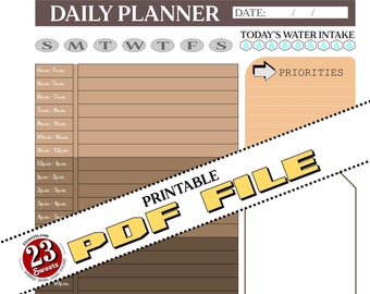 Digital Daily Planner Page, downloadable pdf file, 2024 planners, 2024 planner, neutral beige tan color