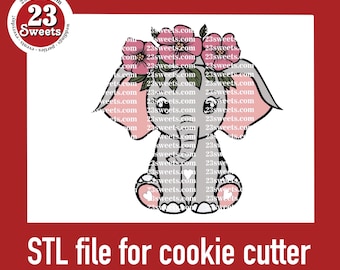 Archivo STL para cortador de galletas con forma de elefante: Diadema floral (Descarga digital)