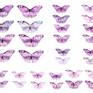 PAPILLONS roses COMESTIBLES, 32 pièces prédécoupées, différentes tailles, gaufrette papier, gâteau, décoration de gâteau cake pops, décorations de cupcakes, végétalien
