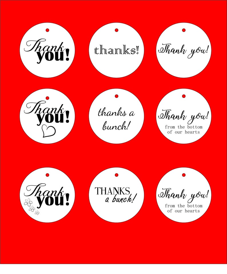 Gift tags 25 pcs 2 inch circle Thank you CUSTOMIZED printed wedding tagswhite tags die cut tagswedding favours tagspartygift paper