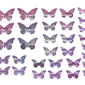 PAPILLONS COMESTIBLES multicolores, 32 papillons prédécoupés, différentes tailles, gaufrette en papier pour cake pops