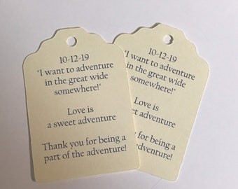 Gift tags, Custom wedding tag order 25 tags, favour tags, tags 2 11/16"  die cut tags