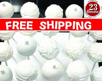 Cakepops, 100 Elegant Wedding Cakepops: Custom Gourmet Favors, White Chocolate Drizzle