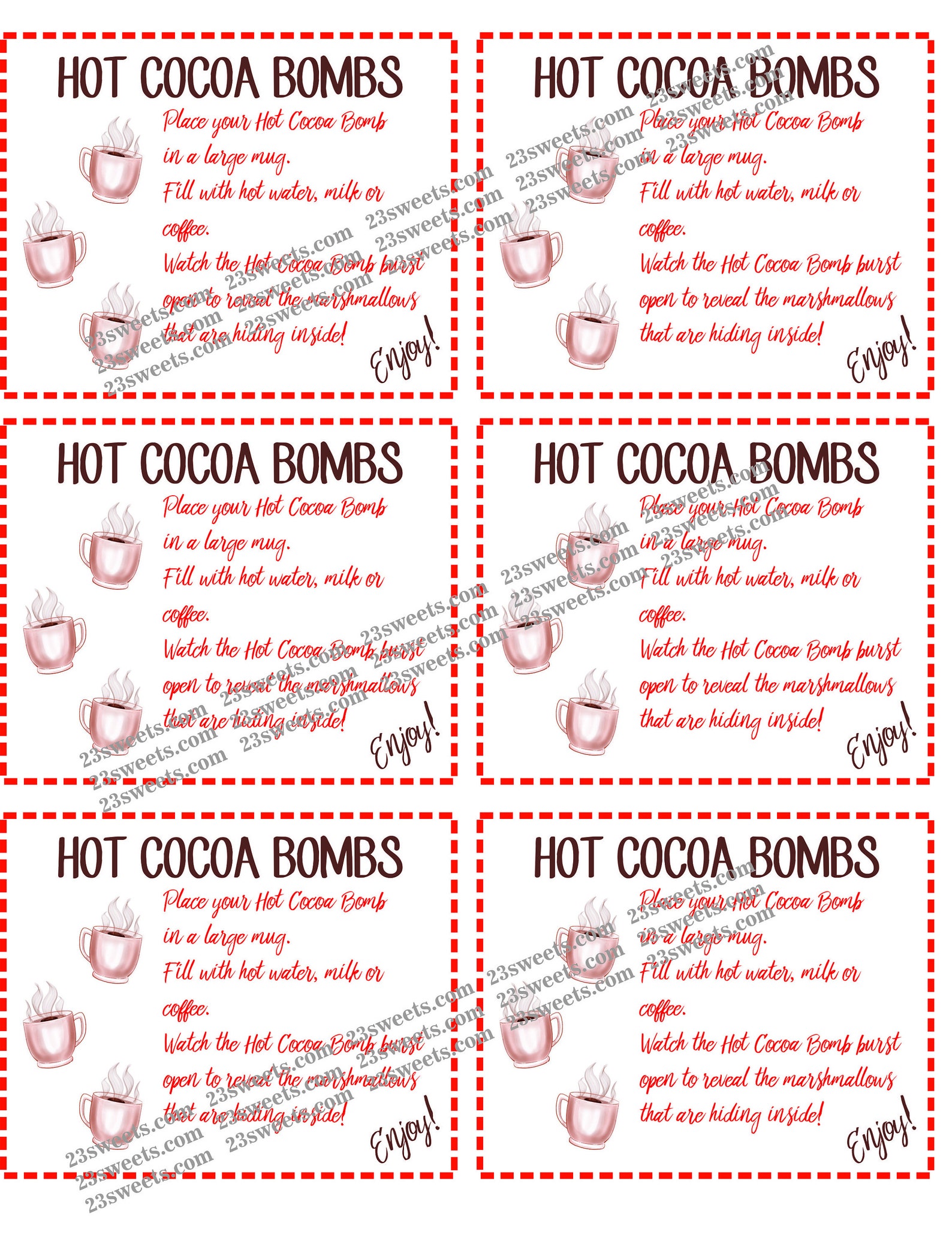 Hot Cocoa Bomb instruction sheet hot cocoa bombs HCB Etsy