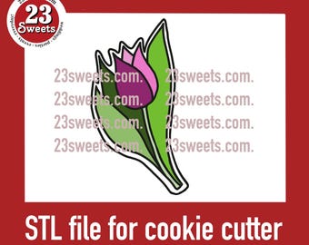 Tulip Stem Cookie Cutter STL File: Spring Floral 3D Printer Download