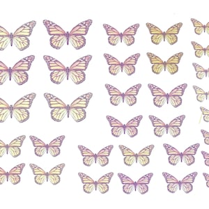 EDIBLE Cream BUTTERFLIES, 32 pièces prédécoupées, différentes tailles, papier gaufrette, gâteau, décoration de gâteau pop cake, toppers cupcake, végétalien
