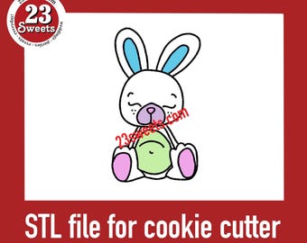 Easter BUNNY Cookie Cutter STL File: Spring Floral 3D Printer Download