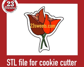 TULIPS cookie cutter STL File: Baby Shower 3D print (digital download)