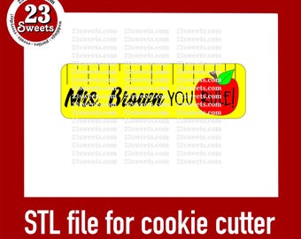 Ruler Cookie Cutter STL File, Back to School (Digital Download)
