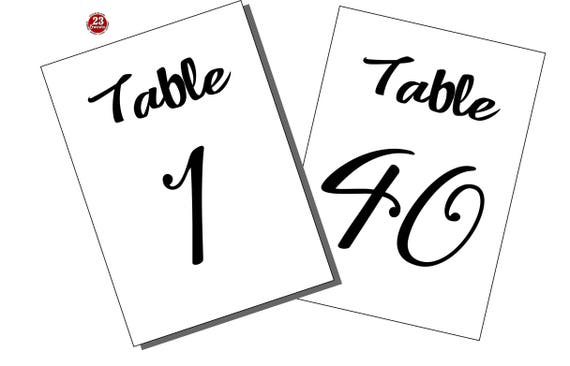 TABLE Number Printable Template 1-40 5 X 7 Size | Etsy