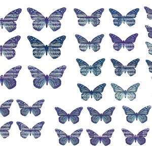 PAPILLONS BLEUS COMESTIBLES, 32 papillons prédécoupés, différentes tailles, gaufrette papier, gâteau, décorations de cupcakes, végétalien