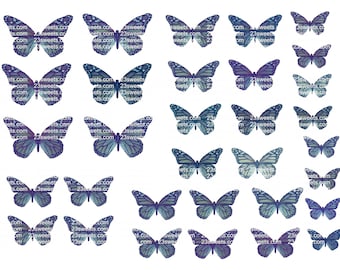 12 Precut Edible Blue Glitter Butterflies - Cake & Cupcake Toppers, UK-Made, Edible Paper