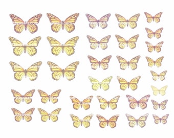 Edible Pale Yellow Wafer Paper Butterflies: Cake & Cupcake Toppers (32 Pieces)