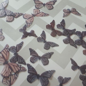 PAPILLONS violets comestibles, 32 pièces prédécoupées, différentes tailles, papier gaufrette, gâteau, décoration de gâteau pop cake, toppers cupcake, végétalien