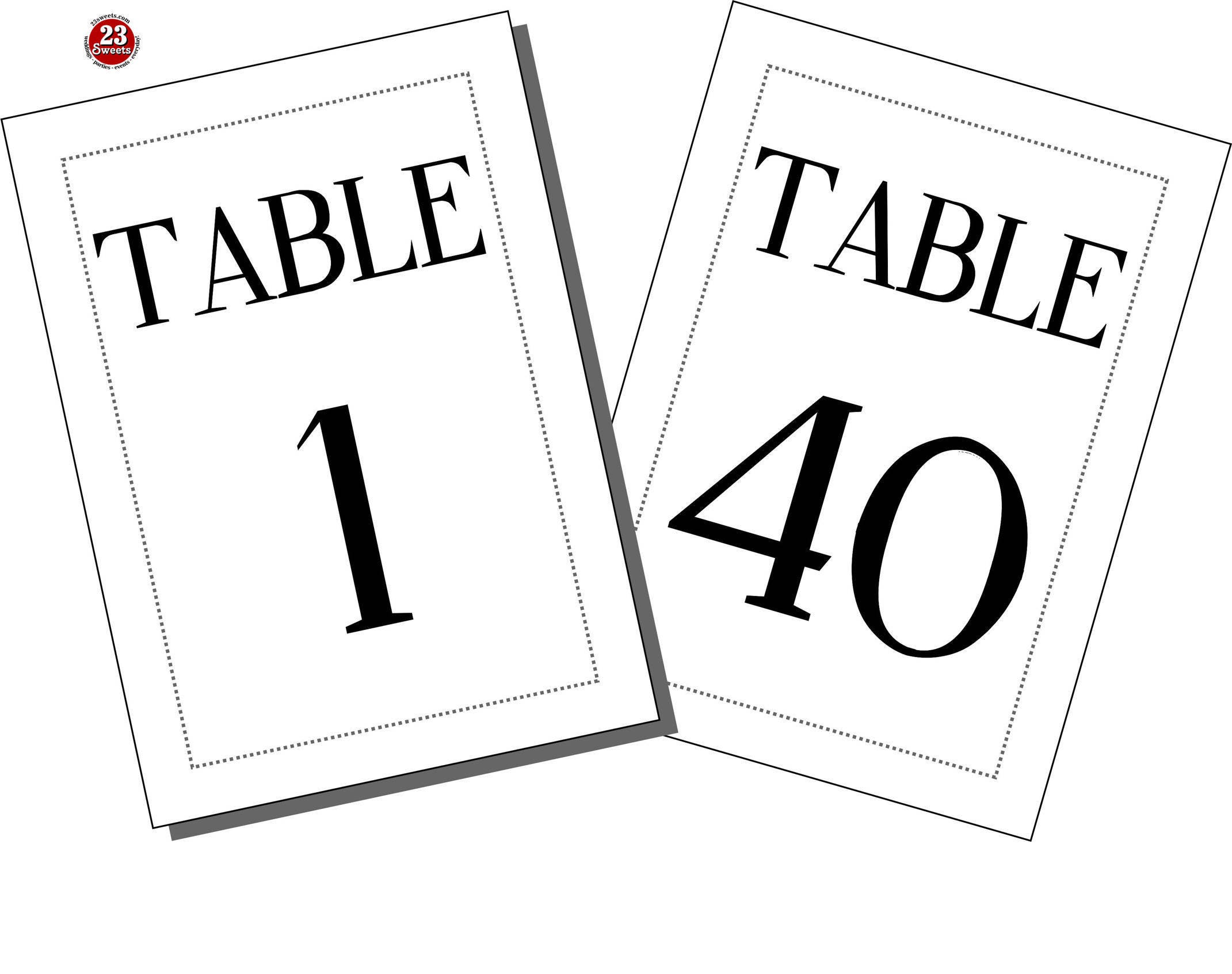 TABLE Number Printable Template 1 40 5 X 7 Size Etsy