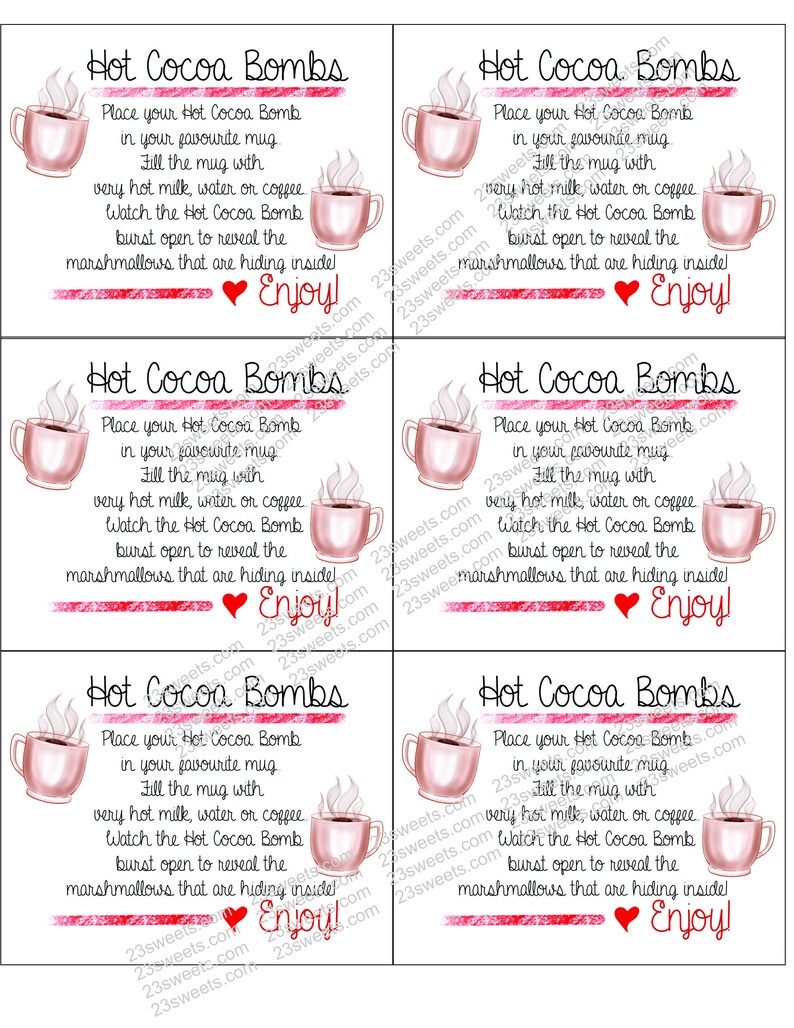 Hot Cocoa Bombs Instructions Printable