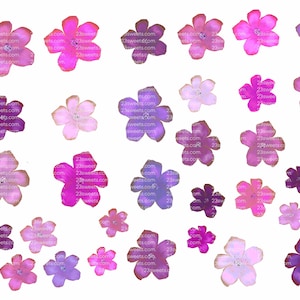 FLEURS COMESTIBLES de couleur rose, 32 pièces prédécoupées, différentes tailles, papier gaufrette, gâteau, décoration de gâteau cake pops, cupcake toppers, végétalien