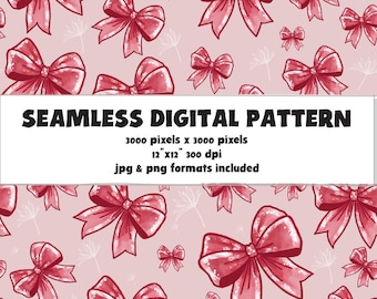 Seamless Pink Bows Pattern, citrus pattern (Digital Download)