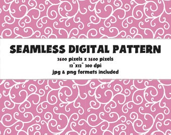Seamless PEARLS WITH pink background  Pattern, cheery swirled pattern (Digital Download)